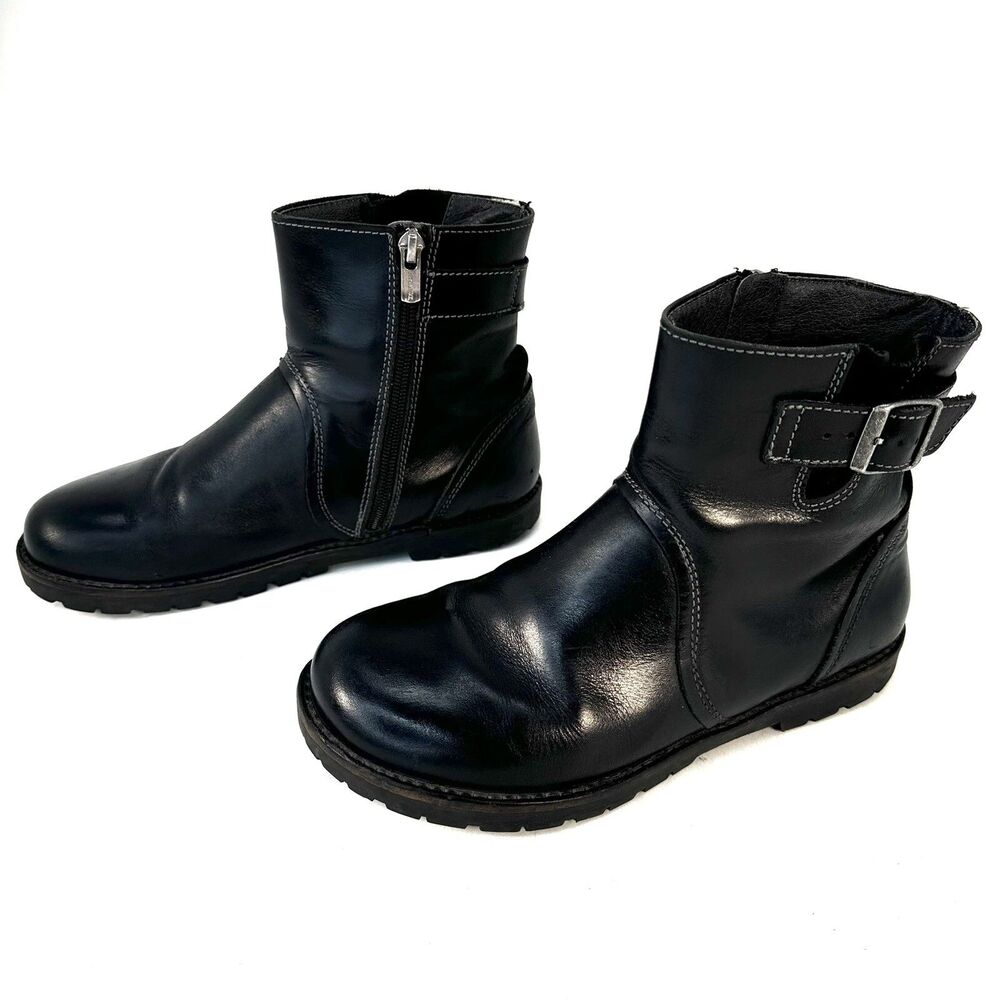 Birkenstock Stowe Women's Boot EU 36L US 5 Black Leather Moto Boots Zip Germany
